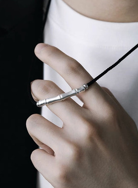 时尚竹节项链男女 新中式考试上岸锦鲤银吊坠逢考必过好运礼物