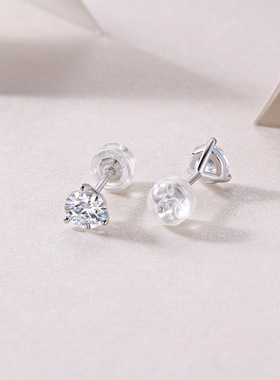 工厂直营18k金定制不掉色S925银礼物韩系ins风D色IGI培育钻石耳钉