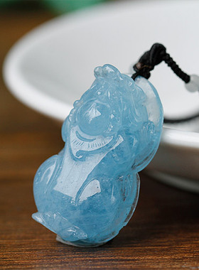 巴西老料手工雕刻冰透天然海蓝宝