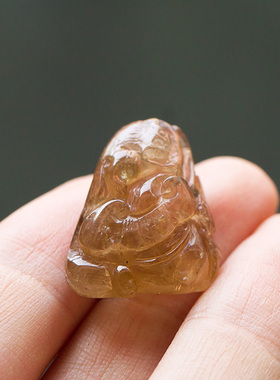 老坑双面雕晶体通透绿碧玺吊坠