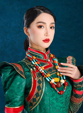 蒙古族传统贵族饰品项链少数民族风旅拍内蒙古摄影写真毛衣链