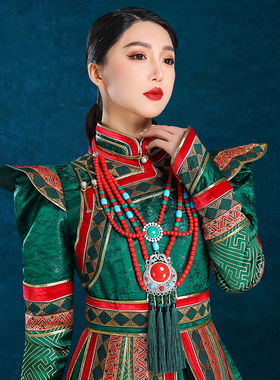 蒙古族传统贵族饰品长项链少数民族风旅拍内蒙古摄影写真毛衣链