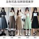 Skirt women's retro khaki autumn and winter new temperament loose high-waisted a-line suit mid-length pleated skirt