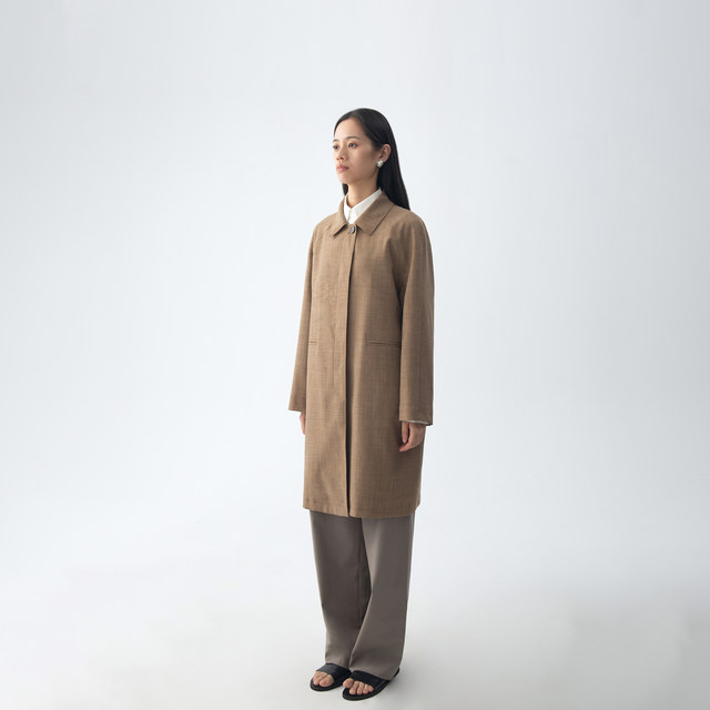 Lin Qiaozhi long-sleeved lapel mid-length simple windbreaker