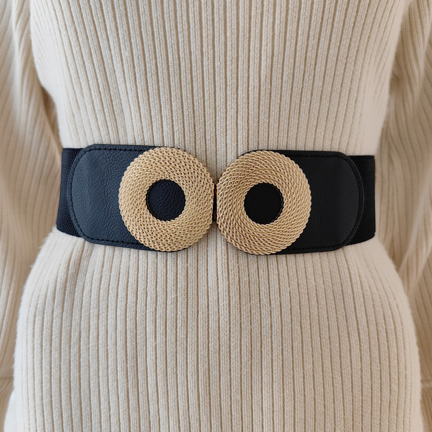 金属圆扣腰封女配大衣外套百搭毛衣气质时尚配饰装饰弹力松紧腰带,淘宝优惠券,粉丝福利购,淘宝优惠卷