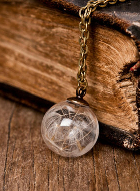 diy森林系玻璃瓶植物绿色项链