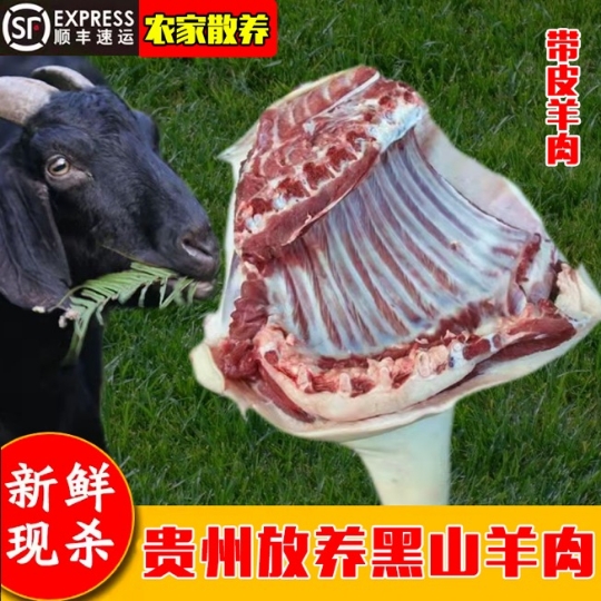 贵州现杀新鲜黑山羊肉本地羊肉带皮生羊肉羊羊排羊腿肉满5斤包邮 - 图0