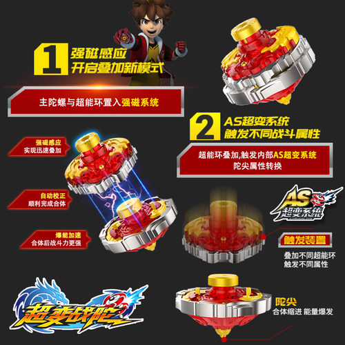 三宝超变战陀新款男孩战斗盘坨螺旋转暴甲合体陀螺玩具儿童2 - 图3