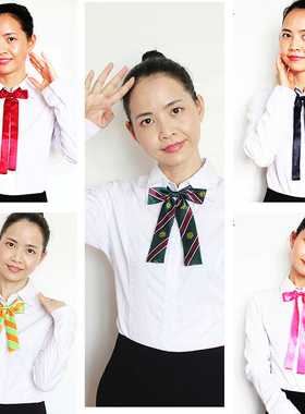 蝴蝶结领花长条领结学院风领巾制服工装领带学生校服领带女条纹