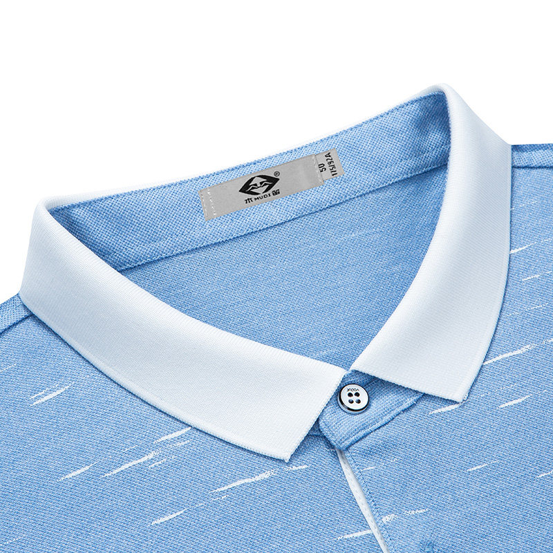 木笛夏季新款短袖翻领中年装polo衫 木笛服饰T恤