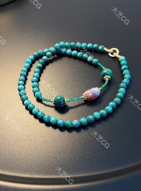 国风优雅珠串项链小众高级感复古风青绿色串珠新中式配饰