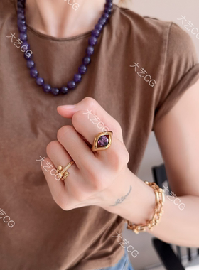 紫色戒指彩色高级感眼睛指环