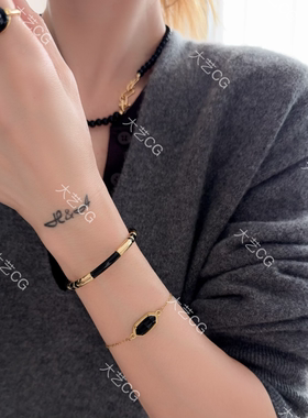 百搭超细手链黑色宝石通勤链