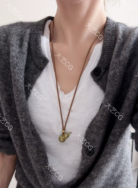 葫芦项链多种戴法长项链长短可调节新中式毛衣链绿色NEGlc 0705