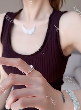 纯银细戒指小众设计感钉子指环多层可调节时尚优雅925纯银配饰