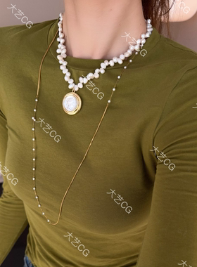 珍珠古币项链复古风优雅高级感短链小众叠戴珠链