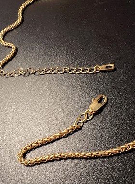 复古软蛇骨链中长款vintage链条项链中古简约素金饰品净链