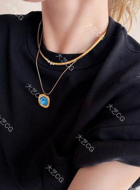 超细蓝宝项链高级感百搭彩宝蓝色吊坠项链NECuc 0667