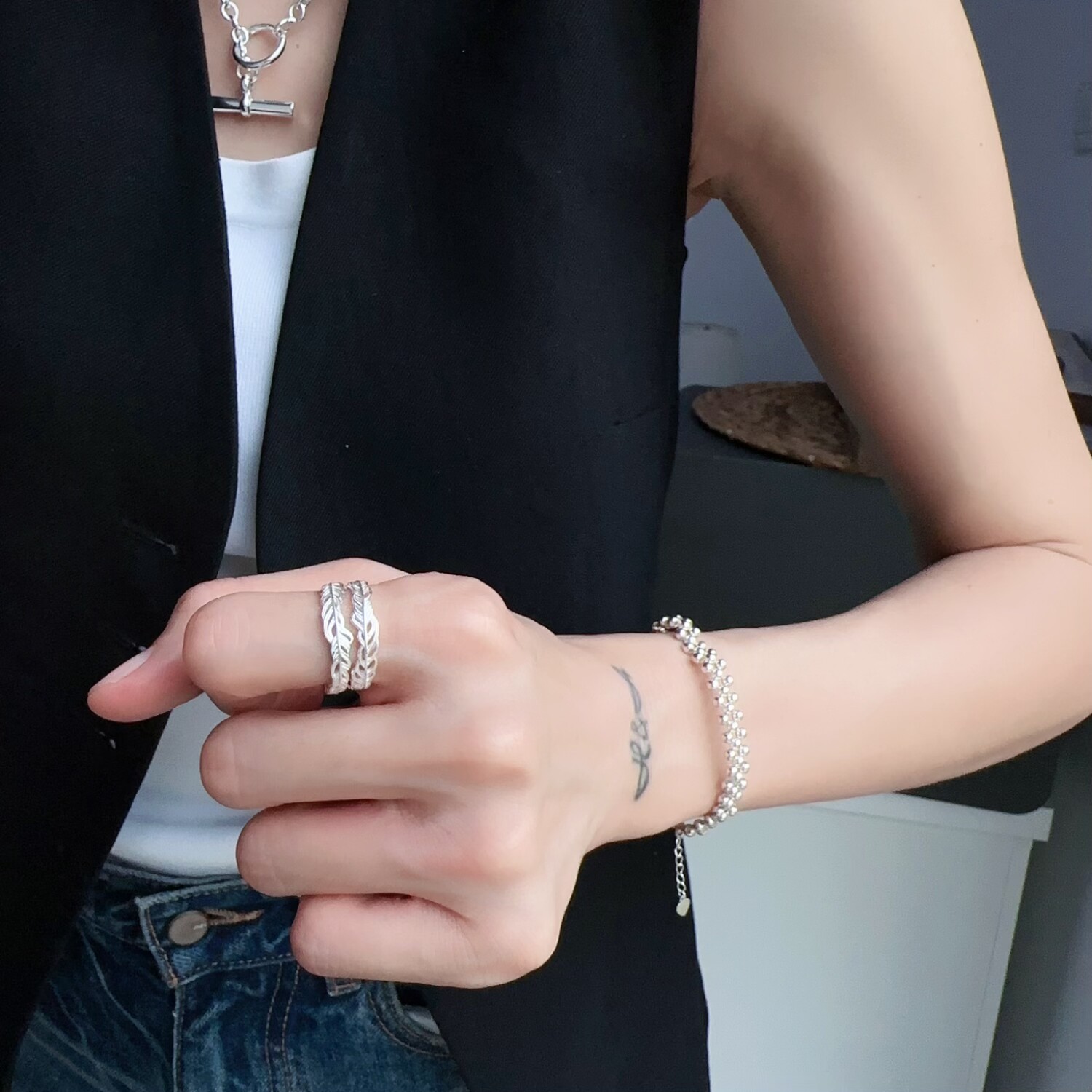 Sterling silver ring opening adjustable niche ring 925 sterling silver elegant silver jewelry white silver
