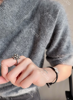 银色豆豆戒指复古风百搭小众指环