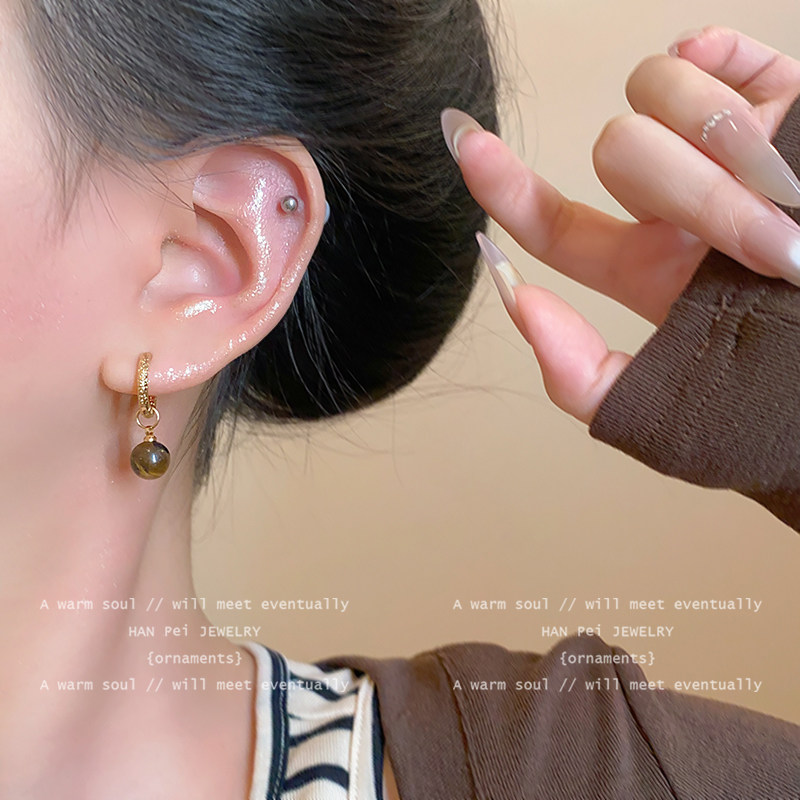 不对称虎眼石爱心耳环高级感耳扣2025新款爆款小众气质秋冬耳饰女,淘宝优惠券,粉丝福利购,淘宝优惠卷