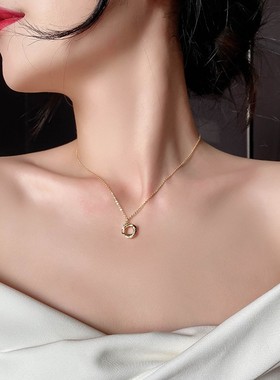 微镶玫瑰花环项链女小众锁骨链2025新款爆款轻奢高级感毛衣链配饰