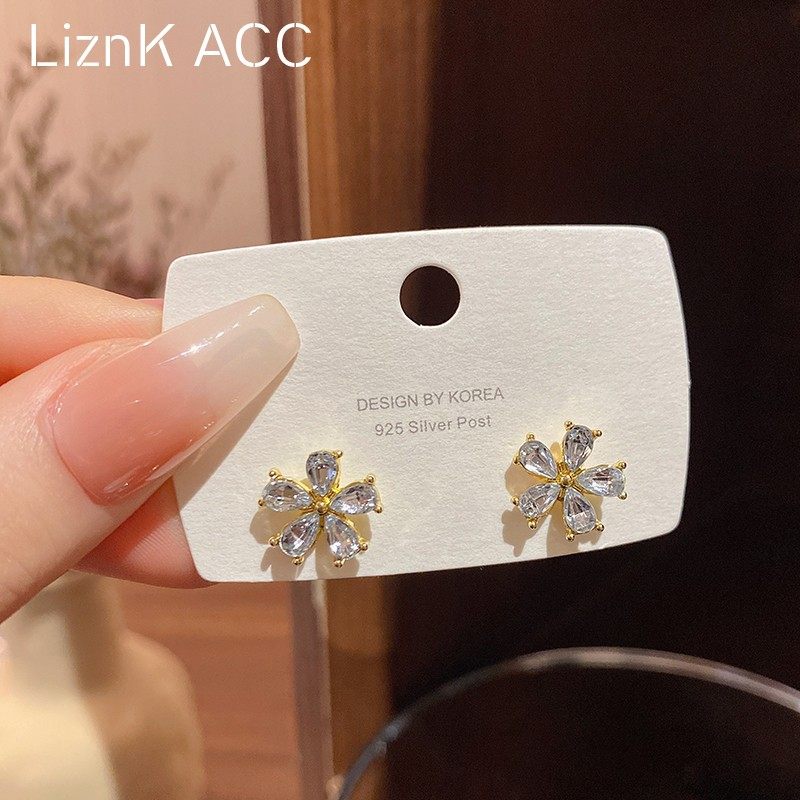 独特设计感花朵锆石耳钉女小巧网红高级感耳环2023新款潮 - 图1