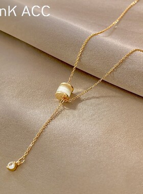 钛钢不掉色猫眼石小蛮腰项链女夏轻奢小众设计感2022年新款锁骨链