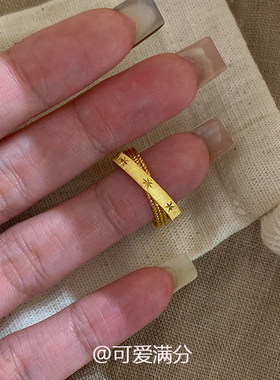 超闪！水星记小双环戒指女洗澡不掉色食指戒vintager中古小众指环