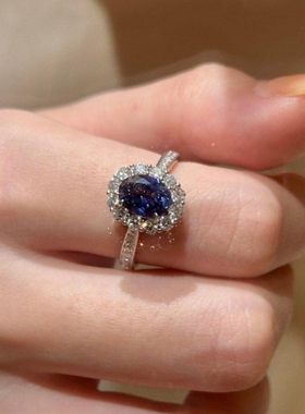 鸽子蛋戒指女欧美风跨境款轻奢小众满镶气质百搭开口戒