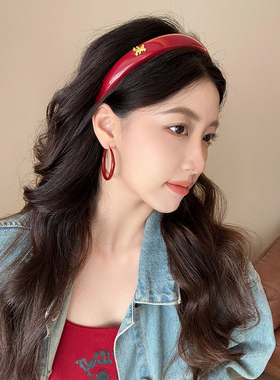 安可拉红色圆圈耳环女大圈圈复古港风耳圈简约气质高级感耳钉耳饰