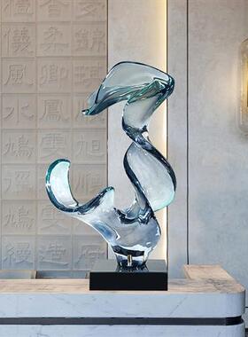 现代轻奢透明树脂雕塑客厅电视机柜两侧落地摆件楼梯口玄关装饰品