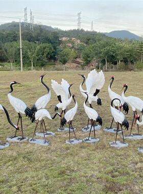 户外仿真仙鹤雕塑水景庭院花园林造景观装饰玻璃钢小品丹顶鹤摆件