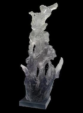 现代新中式透明树脂抽象雕塑太湖石摆件酒店家居客厅软装饰工艺品