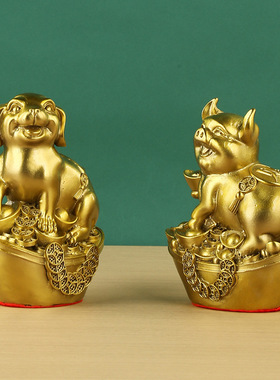 十二生肖元宝金鸡金钱元宝铜摆件