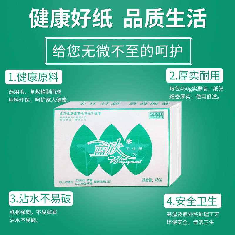 双灯蓝欣平板卫生纸加厚450克厕纸老式厕所家用纸巾草纸实惠装 - 图0