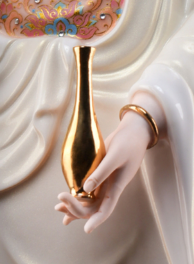 陶瓷21吋立莲渡海观音菩萨佛像