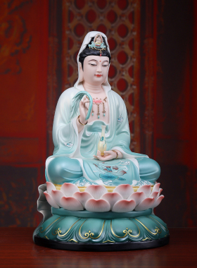 陶瓷正坐观音佛像全堂佛家用供奉
