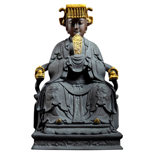 戴玉堂陶瓷黑金砂妈祖娘娘湄洲神像海神天上天后圣母像风水摆件 - 图3
