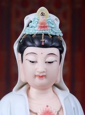 陶瓷精工彩观世音菩萨佛像摆件