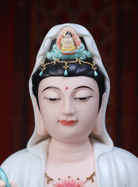 精工彩观世音菩萨坐像佛像摆件
