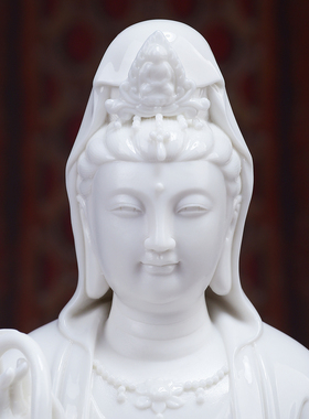 陶瓷坐莲观音家用供奉佛像摆件