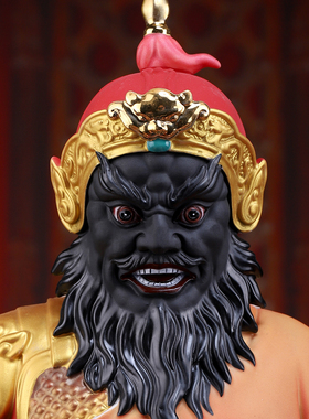 陶瓷赵公明骑虎神像摆件家用供奉