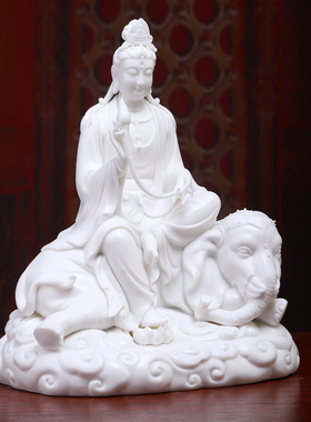 陶瓷文殊普贤菩萨像书房佛像摆件