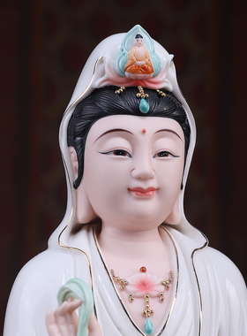 陶瓷宝相观音菩萨佛像摆件供奉