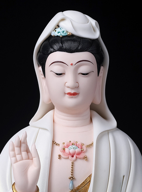 陶瓷正坐观音菩萨佛像大师林建平