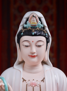 陶瓷观世音菩萨全堂佛佛像摆件