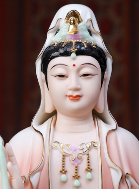 陶瓷观世音菩萨佛像坐像摆件供奉
