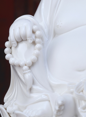 陶瓷坐莲弥勒佛像摆件家用供奉