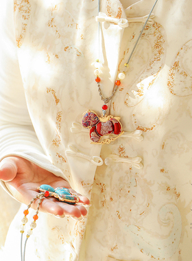 非遗宋锦小马手工新中式毛衣链